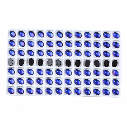 半透明のk9ガラスカボション  フラットバック  オーバル  ブルー  8x6x3.5mm  約84個/袋&nbsp;GGLA-Q084-001A-1