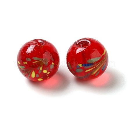 手作りランプワークビーズ  ラウンド  レッド  11~12.5x10~12mm  穴：1~1.8mm&nbsp;LAMP-P063-01E-1