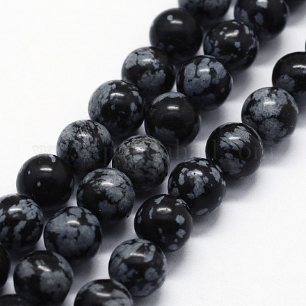 Natural Snowflake Obsidian Beads Strands&nbsp;G-I199-36-6mm-1