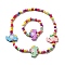 Maple Wood Jewelry Set, Beaded Necklace & Stretch Bracelet, Elephant, Bracelet: Inner Diameter: 1-5/8 inch(4.2cm), Necklace: 15-3/8 inch(39cm)