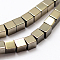 Electroplate Non-magnetic Synthetic Hematite Beads Strands, Beads Strands, Cube, Grade A, Golden Plated, 4x4x4mm, Hole: 1mm, about 91pcs/strand, 16 inch