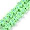 Handmade Flower Printed Polymer Clay Beads Strands, Flower, Medium Spring Green, 9.6x4mm, Hole: 1.4mm, about 38pcs/Strand, 12.99 inch (33cm)