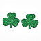 Opaque Acrylic Pendants, Clover, with Paillette, Green, 34.5x36x3mm, Hole: 1.6mm