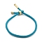 Cotton Cord Bracelets, with Brass Finding, Golden, Deep Sky Blue, 8-1/2 inch(21.5cm)~9 inch(23cm)