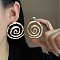 Iron Stud Earrings, Golden, Vortex Spiral, 41.9x41.9mm