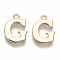 Brass Charms, Nickel Free, Letter, Real 18K Gold Plated, Letter.G, G: 13.5x10x1mm, Hole: 1.2mm