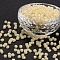 8/0 Glass Seed Beads, Ceylon, Round, Round Hole, Champagne Yellow, 8/0, 3mm, Hole: 1mm, about 1111pcs/50g, 50g/bag, 18bags/2pounds