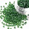 Glass Seed Beads, Trans. Colours Lustered, Round, Dark Green, 3mm, Hole: 1mm, about 1111pcs/50g, 50g/bag, 18bags/2pounds
