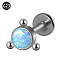 G23 Titanium Threadless Labrets, with Imitation Opal, Stainless Steel Color, Flat Round, 6mm, Pin: 1.2mm