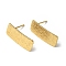 Ion Plating(IP) 304 Stainless Steel Stud Earring Finding, with Vertical Loops, Lichee Textured Rectangle, Golden, 20x8mm, Hole: 2.5mm, Pin: 0.8mm