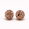 Polymer Clay Rhinestone Beads, Pave Disco Ball Beads, Grade A, Round, PP6, Light Peach, PP6(1.3~1.35mm), 4mm, Hole: 1mm