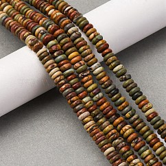 Natural Polychrome Jasper/Picasso Stone/Picasso Jasper Beads Strands, Rondelle, 6~7x2~3mm, Hole: 0.8mm, about 166~168pcs/strand, 15.16~15.35 inch(38.5~39cm)