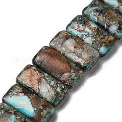 Synthetic Imperial Jasper Beads Strands, Dyed, Rectangle, 2-Hole, Cyan, 10x20x5mm, Hole: 0.9mm, about 17pcs/strand, 6.89''(17.5cm)