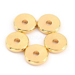 Brass Beads, Cadmium Free & Lead Free, Long-Lasting Plated, Disc/Flat Round, Heishi Beads, Real 24K Gold Plated, 8x1.5mm, Hole: 1.8mm