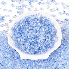 Baking Paint Transparent Glass Beads, Rice, Cornflower Blue, 7x4~4.5mm, Hole: 1mm, about 2812pcs/pound