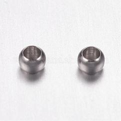 Tarnish Resistant 316 Surgical Stainless Steel Crimp Beads, Rondelle, Stainless Steel Color, 2x1.5mm, Hole: 1mm