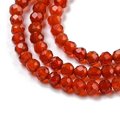 天然石瑪瑙ビーズ連売り  多面カットラウンド  染め  レッドオレンジ  2mm  穴：0.8mm  約190個/連  16インチ&nbsp;G-A129-2mm-A01