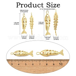 4個2スタイル真鍮ペンダント  魚  18KGP本金メッキ  33.5~39.5x9~10x6.5~7.5mm  穴：1.5~2.5x3~4mm  2個/スタイル&nbsp;KK-CJ0005-58