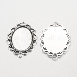 Oval Tibetan Style Alloy Cabochon Connector Settings&nbsp;PALLOY-K112-15AS-RS