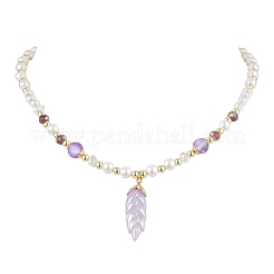 Glass & Shell Pearl &  Synthetic Non-magnetic Hematite Beaded Necklaces&nbsp;NJEW-JN04976