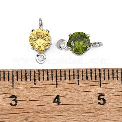 SHEGRACE Brass Pave Cubic Zirconia Flat Round Connector Charms&nbsp;XGRQ2O494-435P