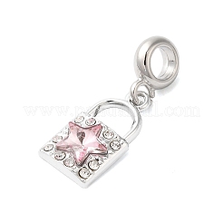 Rack Plating Alloy Light Rose Rhinestone European Dangle Charms&nbsp;PALLOY-S189-40P