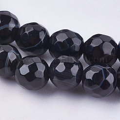 天然マダガスカル黒瑪瑙ビーズ連売り  多面カット  ラウンド  染め＆加熱  6mm  穴：1mm  約64個/連  14.3~14.5インチ&nbsp;G-N213B-56