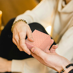 菱形の質感のある厚紙リングギフト収納ボックス  指輪パッケージ用品  正方形  ライトサーモン  5x5x3cm&nbsp;CON-TAC0001-07B