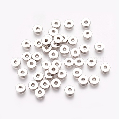 真鍮製スペーサービーズ  ロンデル  プラチナ  6x2mm  穴：2mm&nbsp;KK-EC859-1P