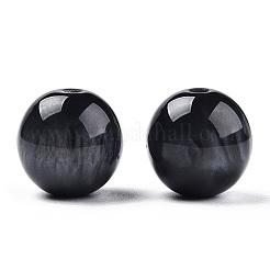 樹脂ビーズ  天然石風  ラウンド  ブラック  15mm  穴：2~3mm&nbsp;RESI-S377-15B-01
