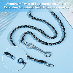 1Pc Black PU Leather Alloy Purse Chains&nbsp;FIND-HS0001-91B