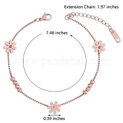 ステンレススチール製デイジーフラワーアンクルピアス（ベネチアンチェーン付き）女性用  ローズゴールド  7-1/2インチ（19cm）&nbsp;JA196A