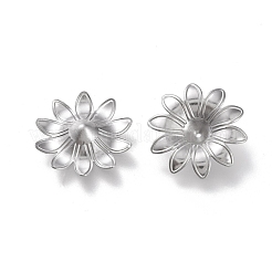 変色しない304ステンレススチールビーズキャップ  マルチ花弁  穴なし/ドリルなし  花  ステンレス鋼色  18x18x4mm&nbsp;STAS-K194-11P