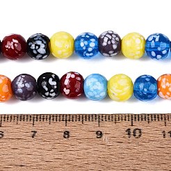 手作りランプワークビーズ連売り  斑点のある丸い  カラフル  7.5~9mm  穴：0.8~1.4mm  約45~46個/連  12.60~13.58インチ（32~34.5cm）&nbsp;LAMP-N037-07B