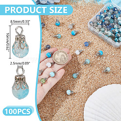 100Pcs Glass Pendants&nbsp;PALLOY-HY00102
