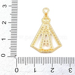 宗教合金ペンダント  クリスタルラインストーン付き  ファンチャーム  ラックめっき  ゴールドカラー  27.5x18x3mm  穴：2mm&nbsp;FIND-C095-15G-01