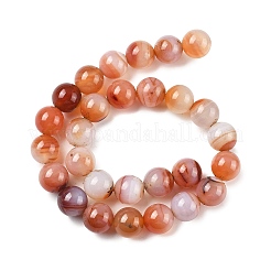 天然マルチカラー瑪瑙ビーズ連売り  染め＆加熱  ラウンド  サンゴ  14mm  穴：1.5mm  約28個/連  15.31''（38.9センチメートル）&nbsp;G-A261-B21-14mm