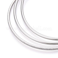 女性用304ステンレススチールプレーンバングルセット3個  リング  ステンレス鋼色  0.2cm  内径：2-3/8インチ（6cm）&nbsp;BJEW-N033-01P