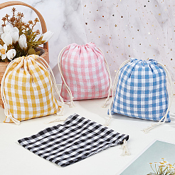 4Pcs 4 Colors Tartan Linen Storage Bags&nbsp;ABAG-CY0001-08
