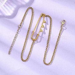 Iron Kilt Pin Pendant 304 Stainless Steel Curb Chain Necklaces&nbsp;NJEW-JN05680
