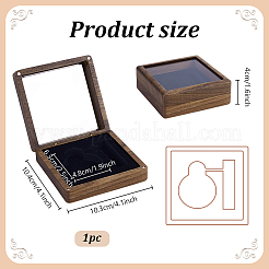 木製の記念コイン箱  コインディスプレイボックス  正方形  ココナッツブラウン  103.5x102.5x39.5mm  内径：66x15mm&nbsp;AJEW-WH0596-030B-02