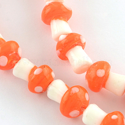 Autumn Theme Mushroom Handmade Lampwork Beads Strands&nbsp;X-LAMP-R116-15