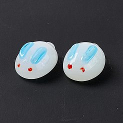 ミニバニー置物家の装飾  手作りランプワーク表示の装飾  ディープスカイブルー  23.5~24x15x12mm&nbsp;LS-LAMP-D017-01E