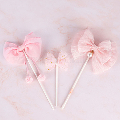 3Pcs 3 Styles Bowknot Cloth Cake Toppers&nbsp;AJEW-SP0003-41