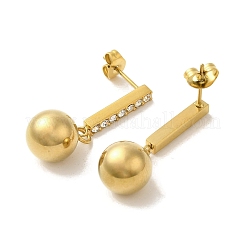 Ion Plating(IP) 304 Stainless Steel Inlay Rhinestone Stud Earrings for Women&nbsp;EJEW-M024-06A-G