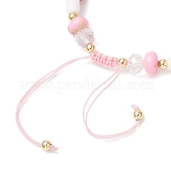 3Pcs Floral Acrylic Beads Braided Bead Bracelets for Women&nbsp;BJEW-MZ00192