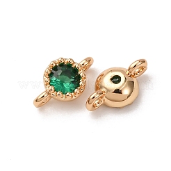 Brass Pave Green Cubic Zirconia Connector Charms&nbsp;ZIRC-L105-11G