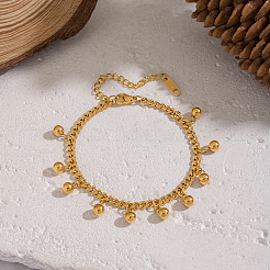 Minimalist 304 Stainless Steel Round Beads Charm Bracelets&nbsp;KO3660