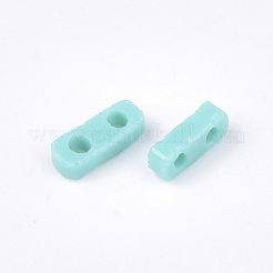 2穴不透明ガラスシードビーズ  長方形  ターコイズ  4.5~5x2x1~1.5mm  穴：0.5~0.8mm&nbsp;SEED-S023-04G