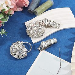 2Pcs Flower Alloy Rhinestone Snap Lock Clasps&nbsp;FIND-FH0018-22A